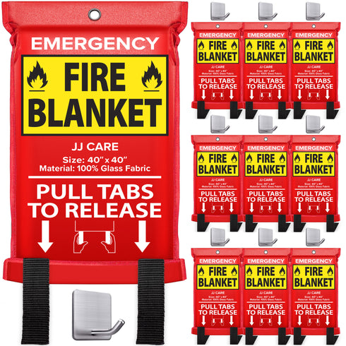 JJ CARE Fire Blanket – Pack of 5 + Gloves + Hook *New*